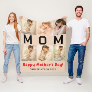 Custom Photo Collage for Mom Personalized Mother Fleece Blanket