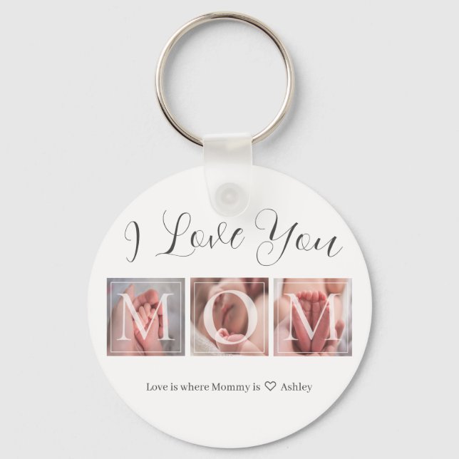 Custom Photo Collage For Mum Key Ring (Front)