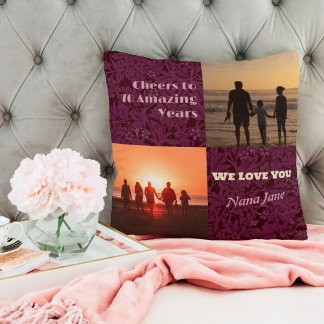 Custom Photo Collage Gifts for 70 Year Old Woman Cushion