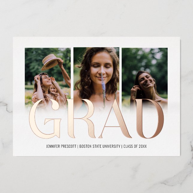 Custom Photo Collage Graduate 2025 Foil Card (Front)