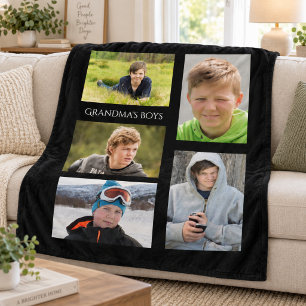 Custom photo collage grandmother grandma fleece blanket