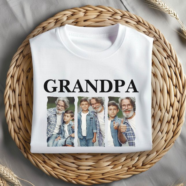 Custom Photo Collage Grandpa – Personalised Gift T-Shirt (Creator Uploaded)