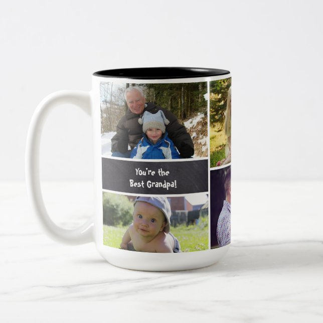 Custom Photo Collage Grandpa Two-Toned Mug (Left)