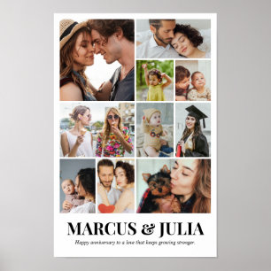Custom Photo Collage Grid 10 Pictures 12x18 24x36 Poster