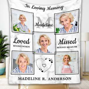 Custom Photo Collage In Loving Memory Memorial  Fleece Blanket