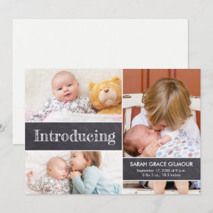 Custom photo collage Introducing 3rd Baby Announcement
