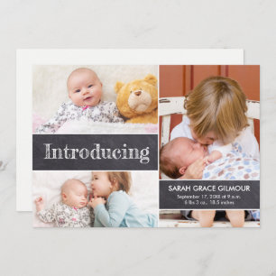 Custom photo collage Introducing 3rd Baby Announcement