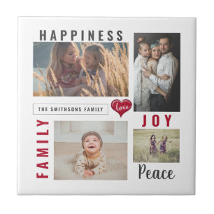 Custom Photo Collage Love Joy Family Tile