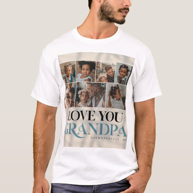 "Custom Photo Collage 'Love You Grandpa' T-Shirt - (Front)