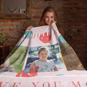 Custom photo collage love you mum Mother's Day Fleece Blanket