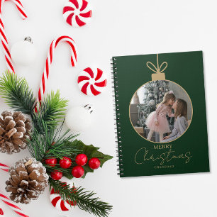 custom photo collage Merry Christmas bauble Notebook