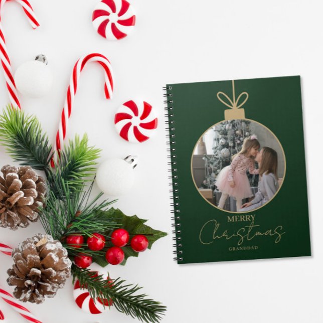 custom photo collage Merry Christmas bauble Notebook (Creator Uploaded)