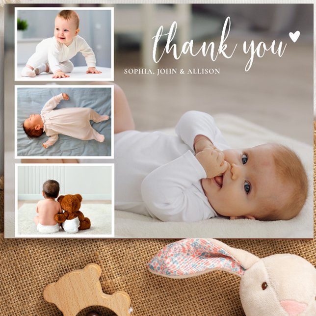 Custom Photo Collage Modern Thank You Baby Shower  Postcard (Creator Uploaded)