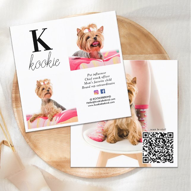 Custom Photo Collage Monogram Dog Social Media  Square Business Card (Creator Uploaded)