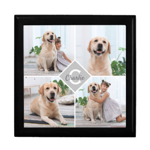 Custom Photo Collage Monogram Name Dog Gift Box
