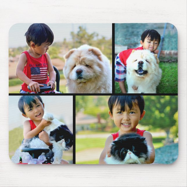Custom Photo Collage Mousepad Add your 4 Photos (Front)