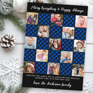 Custom Photo Collage Patchwork Christmas Plaid Holiday Card