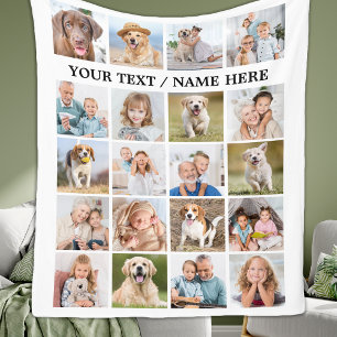 Custom Photo Collage Personalised 20 Picture Cute Fleece Blanket