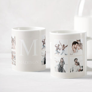 Custom Photo Collage Personalised Beige Coffee Mug