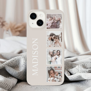 Custom Photo Collage Personalised Beige iPhone 16 Case