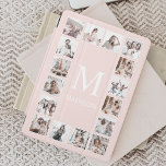 Custom Photo Collage Personalised Blush Pink iPad Mini Cover<br><div class="desc">Create your own personalised 16 photo collage,  ipad smart cover blush pink background. The ipad smart cover face also features your monogram. Add your favourite photos,  designs or artworks to create something really unique.</div>