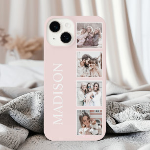 Custom Photo Collage Personalised Pink iPhone 16 Case