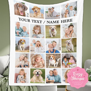 Custom Photo Collage Personalized 20 Picture Cute  Sherpa Blanket