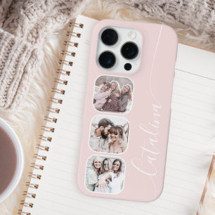 Custom Photo Collage Personalized Blush Pink iPhone 16 Pro Case