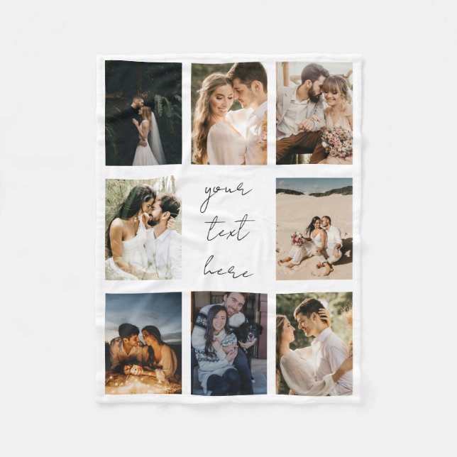 Custom Photo Collage Personalized Picture Family Fleece Blanket (Front)