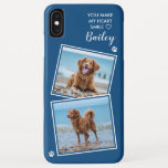 Custom Photo Collage Pet Dog Cat Quote Cute Photo Case-Mate iPhone Case<br><div class="desc">You Make My Heart Smile ... Now you can carry your best friend with you wherever you go with this custom dog pet photo iPhone case . This 2 photo collage with heart and paw print design is trendy, elegant, cool and cute. Customise with your favourite dog photo, cat photo,...</div>