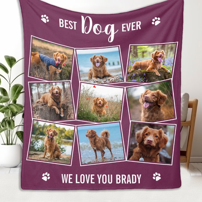Custom Photo Collage Pet DOG Lover 9 Picture Fleece Blanket (Creator Uploaded)