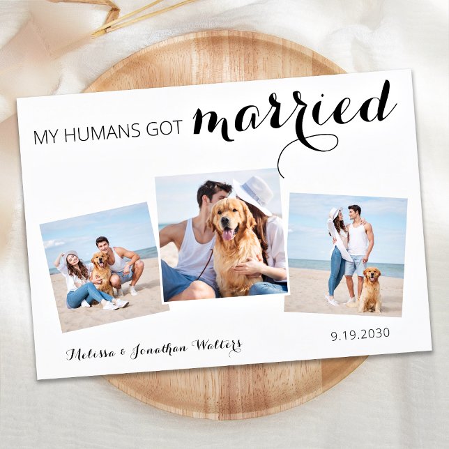 Custom Photo Collage Pet Dog Wedding Elopement Save The Date (Creator Uploaded)
