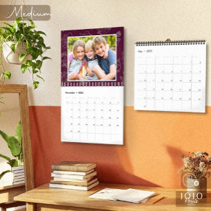 Custom photo collage Rose Line Art 2026 Calendar