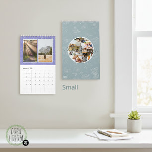 Custom photo collage Rose Line Art 2026 Calendar