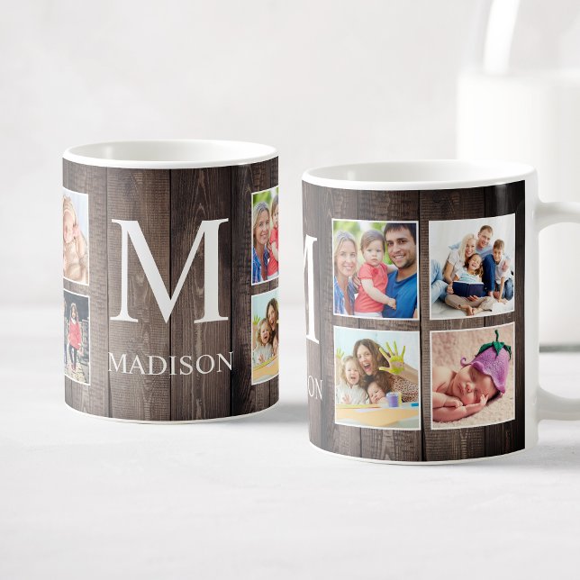 Custom Photo Collage Rustic Farmhouse Family Coffee Mug (Creator Uploaded)