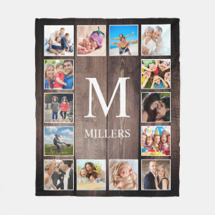 Custom Photo Collage Rustic Farmhouse Family Fleece Blanket
