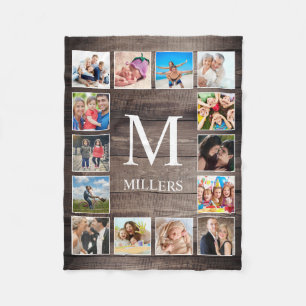 Custom Photo Collage Rustic Farmhouse Family Fleece Blanket