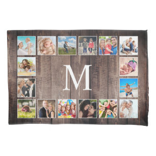 Custom Photo Collage Rustic Farmhouse Family Pillowcase