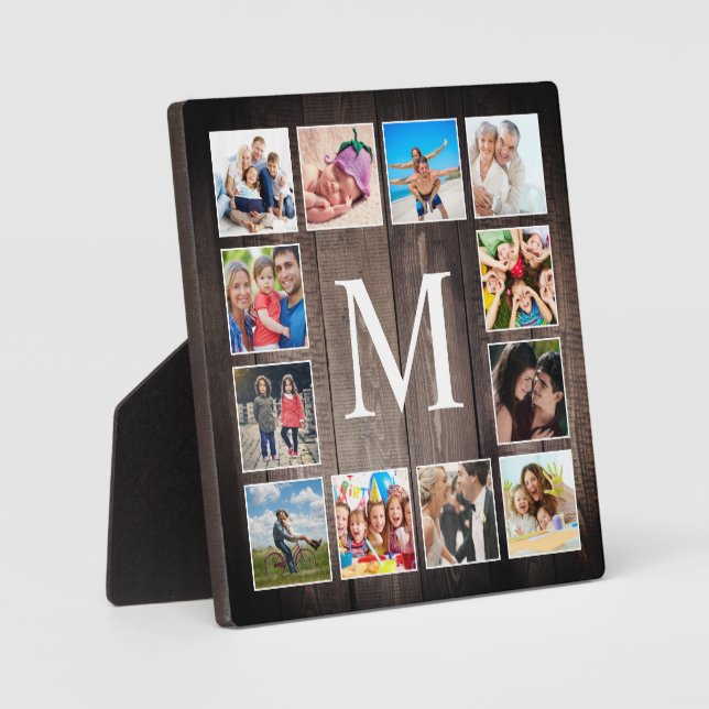 Custom Photo Collage Rustic Farmhouse Family Plaque (Front)