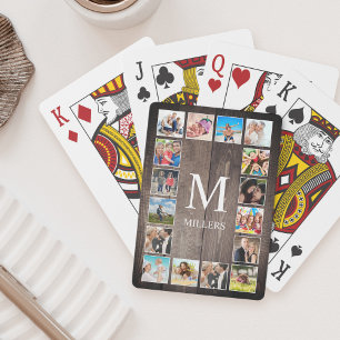 Custom Photo Collage Rustic Farmhouse Family Playing Cards