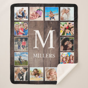 Custom Photo Collage Rustic Farmhouse Family Sherpa Blanket
