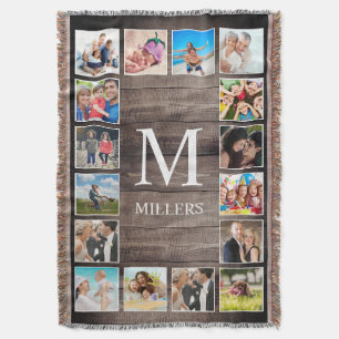 Custom Photo Collage Rustic Farmhouse Family Throw Blanket
