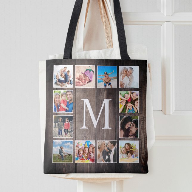 Custom Photo Collage Rustic Farmhouse Family Tote Bag (Creator Uploaded)