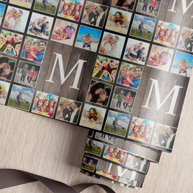 Custom Photo Collage Rustic Farmhouse Family Wrapping Paper (Creator Uploaded)
