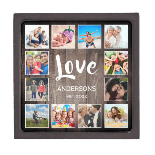 Custom Photo Collage Rustic Farmhouse Love Family Gift Box