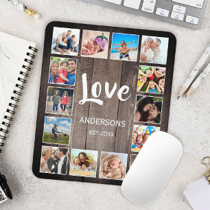 Custom Photo Collage Rustic Farmhouse Love Family Mouse Pad