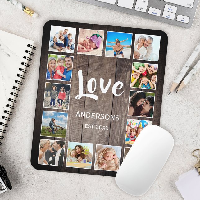 Custom Photo Collage Rustic Farmhouse Love Family Mouse Pad (Creator Uploaded)