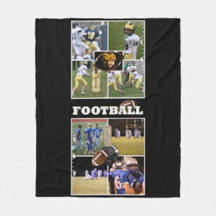Custom Photo Collage School Football Vertical Fleece Blanket