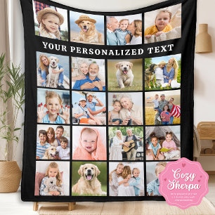Custom Photo Collage Simple Family 20 Picture Sherpa Blanket