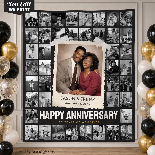 Custom Photo Collage Tapestry, Retro Anniversary Tapestry (Custom Photo Collage Tapestry, Retro Anniversary Tapestry)